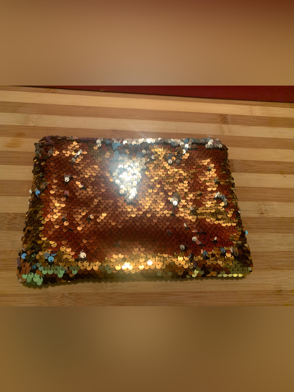 Reversible Gold and Silver Sequined Cosmetic Bag by Papaya Art